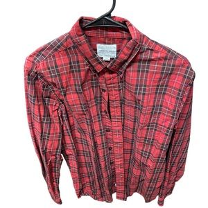 Men’s Red Plaid American Eagle Dress Shirt Long Sleeve Button Down